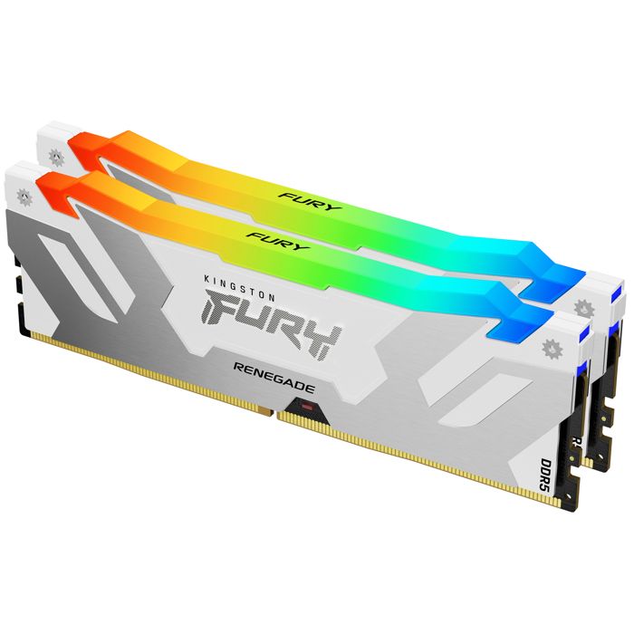 Mémoire RAM KINGSTON 32GB DDR5 DIMM Kit2 FURY Ren RGB WH – 7200 MHz – Blanc