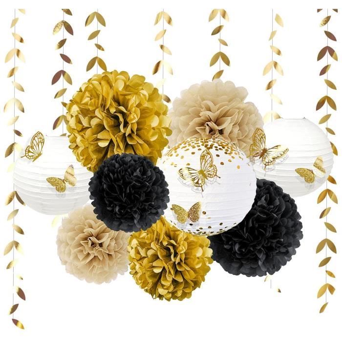 Décorations Fête En Papier - Lot De 12 Éventails Fleuris + 16 Fanions - Guirlande Pour Anniversaire, Mariage, Baby Shower