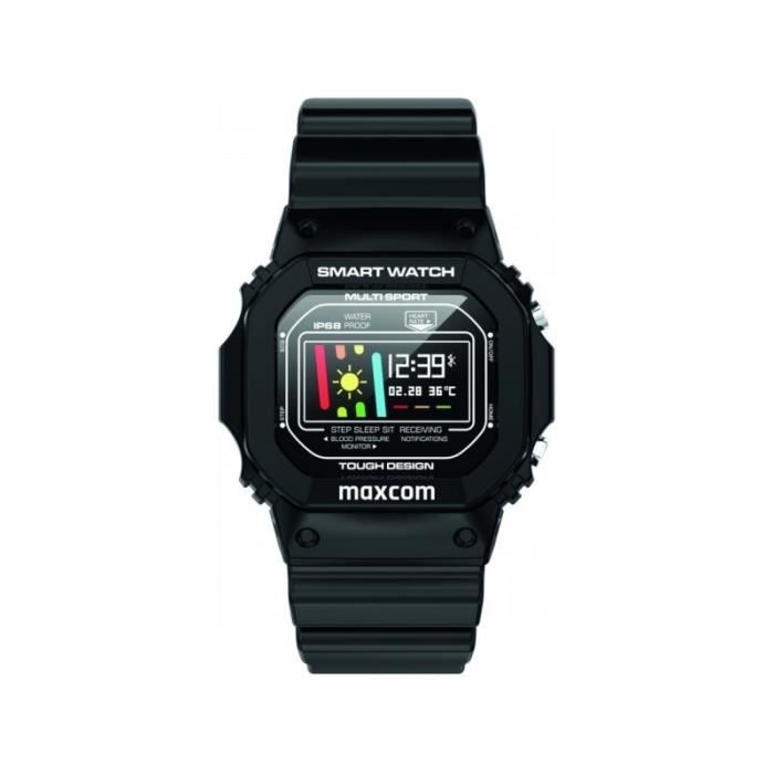 Montre connectée MAXCOM FW22 Classic noire – ECG et mesure de la pression résistante aux intempéries