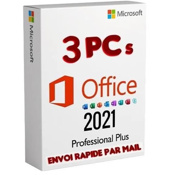 Logiciels – OFFICE – 2021 Pro Plus – 3 PC – Téléchargement – Windows 10/11 – Livraison Rapide