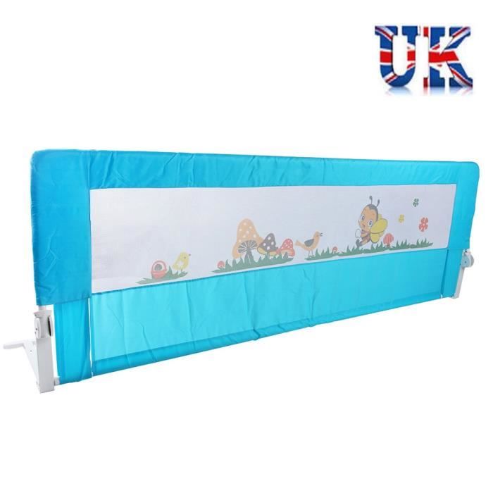 Barrière De Lit Bébé En Velours - 150x28 Cm, Motif Ours, Fixation Par Sangles, Lavable