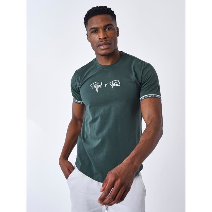 PROJECT X PARIS Tee shirt logo brode en relief Homme Vert Cdiscount Pret a Porter