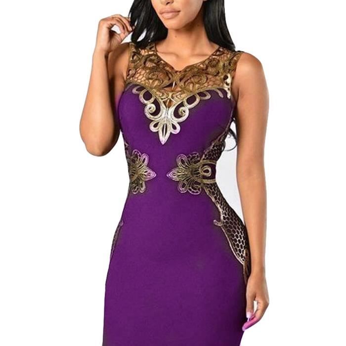 Robe Courte Femmes Robe Moulante En Dentelle Slim Manches Soiree Mini Robe Crayon Violet Violet Cdiscount Pret A Porter