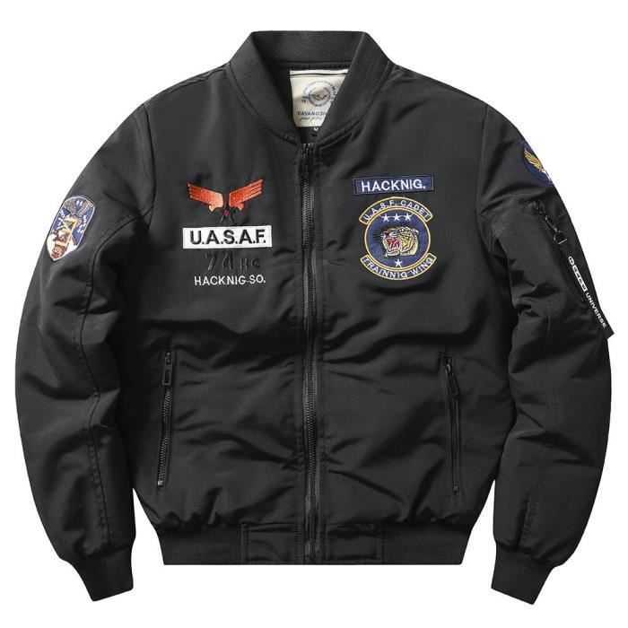 Bomber Jacket Veste Aviateur Noir Homme Blouson Aviateur Homme