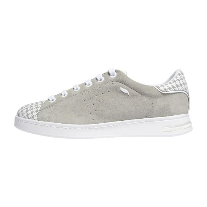 Basket Geox Femme D JAYSEN AUEDE PRN.GOA.SUE Gris Lacets plats Semelle perforee Lt grey white Cdiscount Chaussures