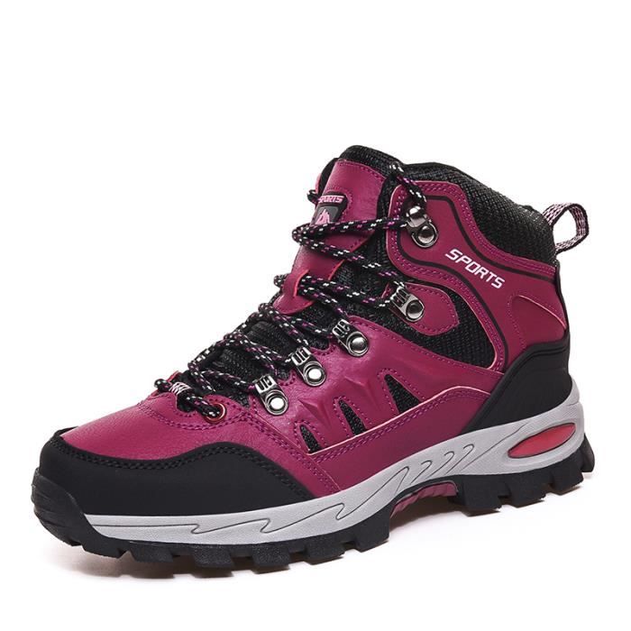 Alpinisme Chaussure Femme Randonn e Cuir Marche Voyage Rose