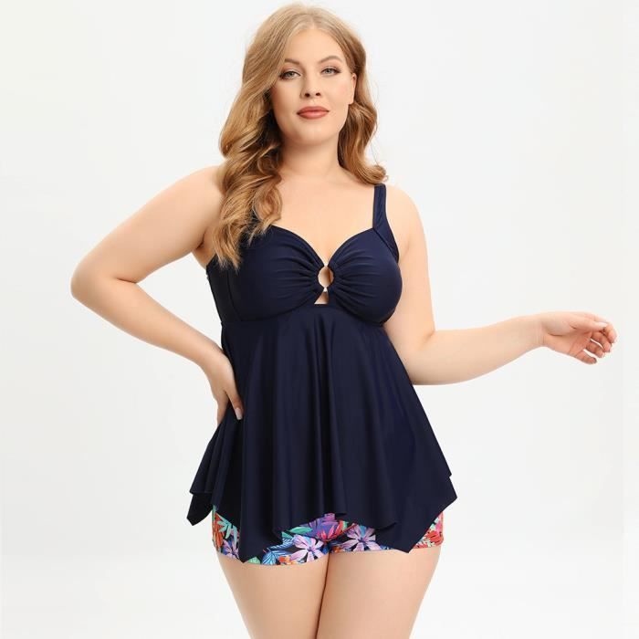 Maillot De Bain 2 Pièces Femme Grande Taille - Bikini Taille Haute Push Up | Ventre Plat Et Confort