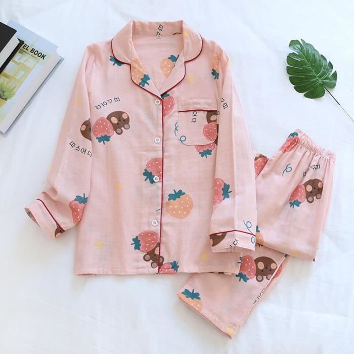 Pyjama Femme Fantaisie Manches Longues – Imprimé Fun, Boutonnage – Haut Et Pantalon élastique – Confortable, Cadeau Idéal