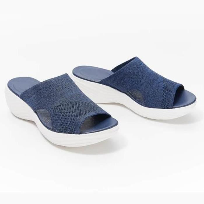 Sandales Compensées Jasmine à Bout Ouvert - Maille Argentée étincelante - Taille 8 US - Occasion