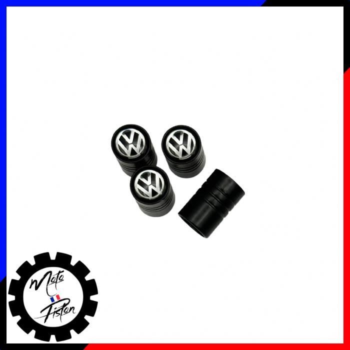 Bouchon de valve logo volkswagen vw noir cylindrique gris voiture auto jantes pneus roues