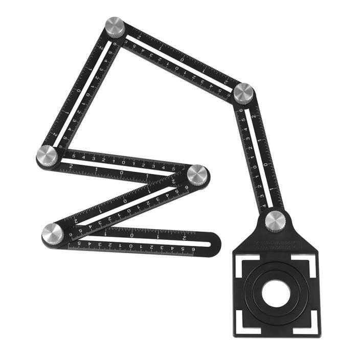 Règle à Mesurer Multi-angles En Aluminium - Outil Pliable Pour Traçage (carrelage, Bois) - Double échelle Cm/pouces - 17.5 Cm - 6