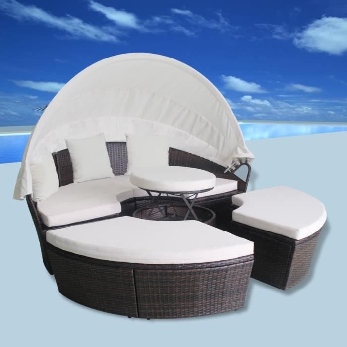 11 Pcs Lit De Repos D Exterieur Salon De Jardin Ensemble Table