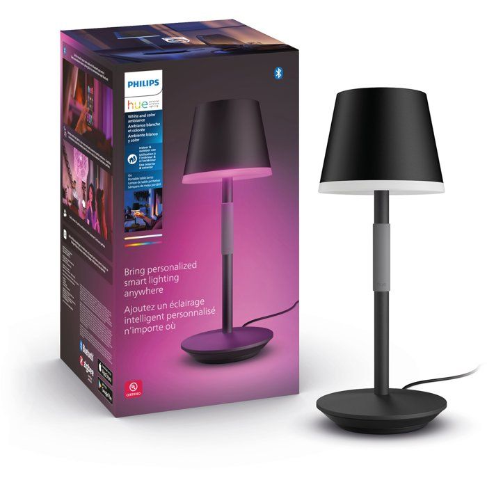 Lampe à poser LED mobile - PHILIPS HUE - Go - lumière blanche et colorée - portable - noir Lampe à poser LED mobile - PHILIPS HUE - Go - lumière blanche et colorée - portable - noir