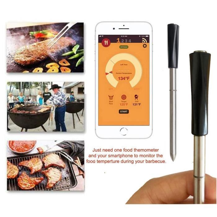 Thermomètre de barbecue Bluetooth intelligent, thermomètre sans fil  intelligent