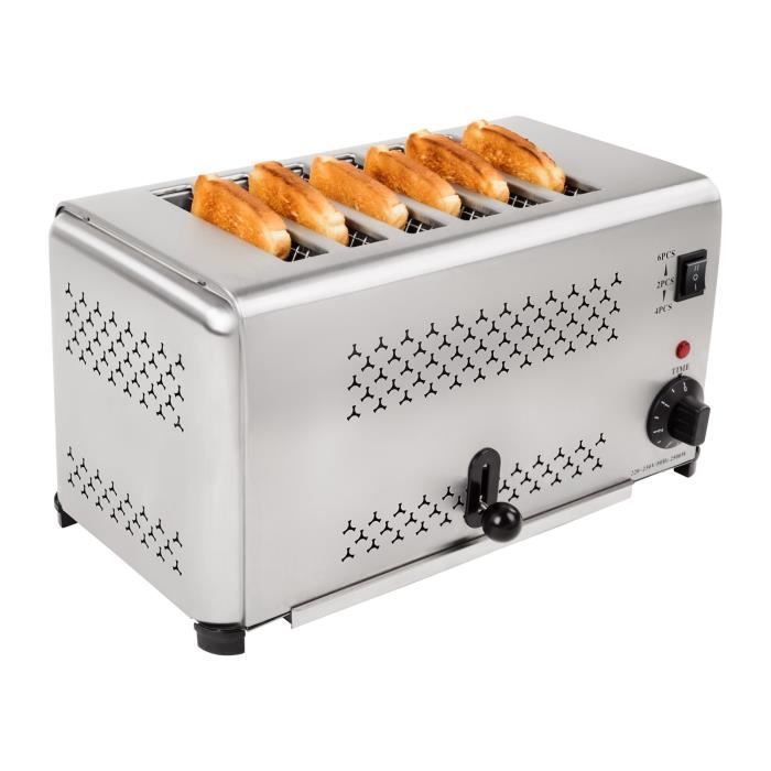 Grille-Pain Professionnel Inox Toaster à Pain 2500W 6 Fentes Bac de  Récupération - Cdiscount Electroménager