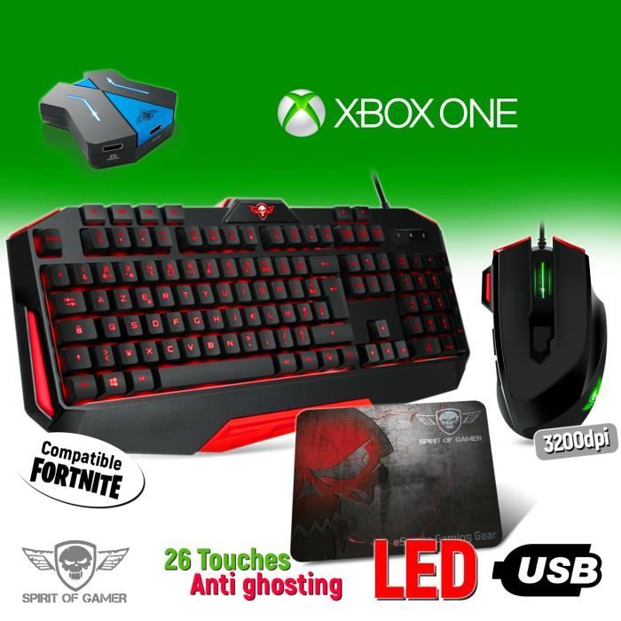 afijo empezar Punto muerto Pack clavier, souris et tapis Pro MK3 pour console XBOX ONE - Convertisseur  inclus - rétro éclairé - Cdiscount Informatique