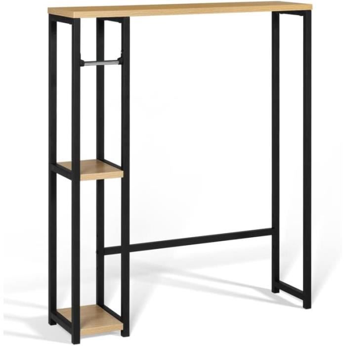 Meuble Étagère Dessus WC 4 Étagères DETROIT - Design Industriel Bois Et Métal Noir
