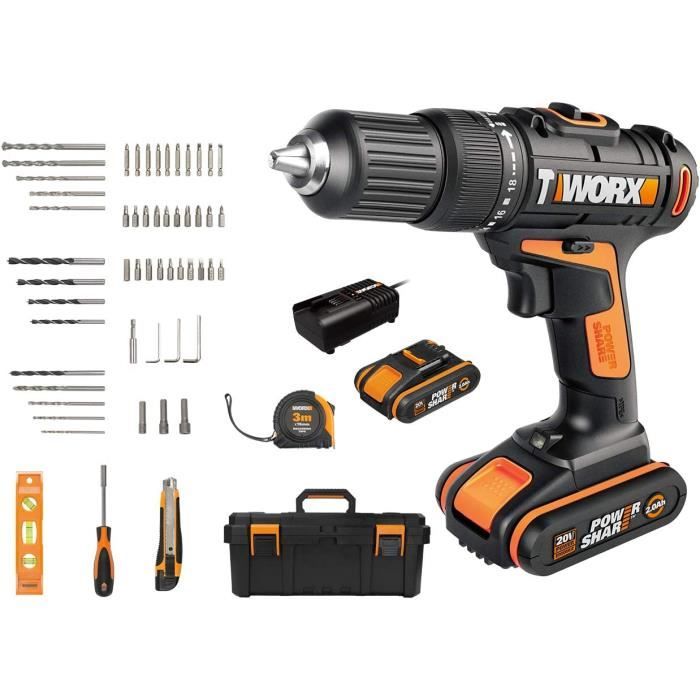 Perceuse à Percussion Sans Fil WORX Nitro 18V (20V Max) - Moteur Sans Balais, 60 Nm, Mandrin 13mm