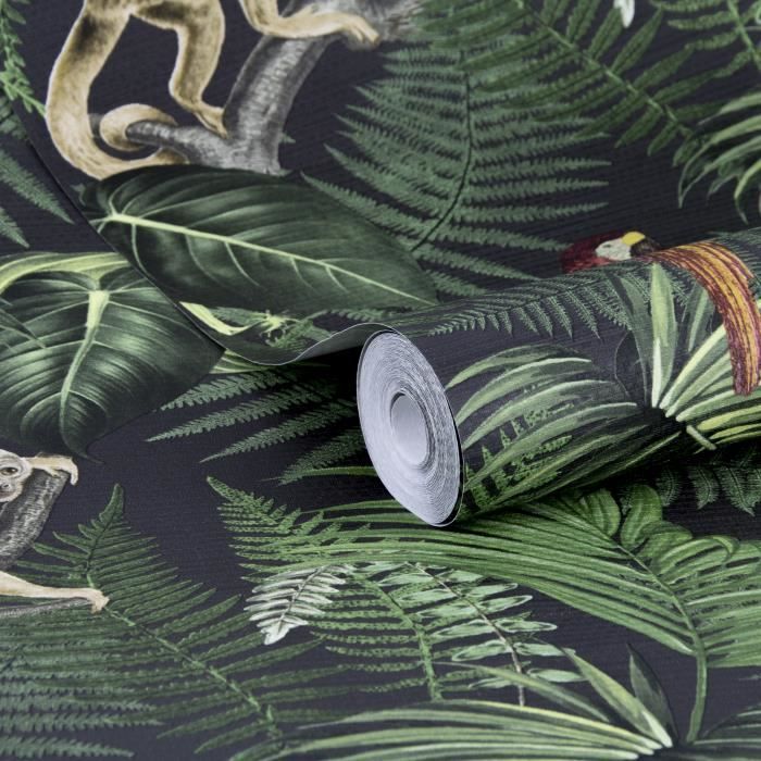Papier peint intissé Into the jungle 1005 x 52cm Vert, beige, orange ...