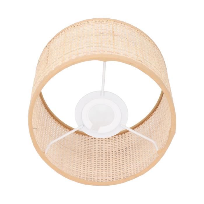 Abat-jour En Rotin Tissé Naturel - Cylindrique, 20,5x14x14 Cm - Pour Lampe E27/E14, Déco Salon Chambre - 11