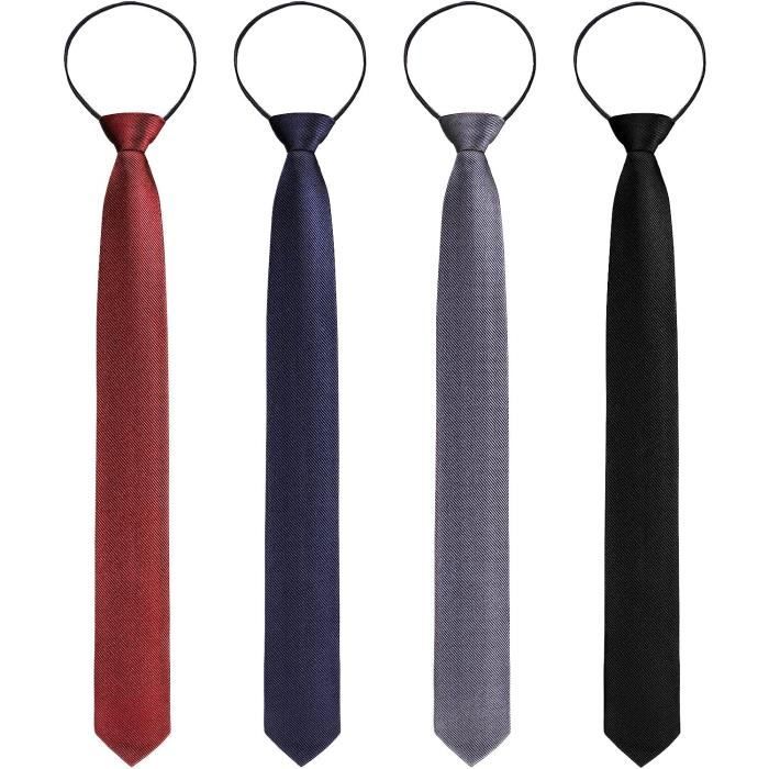 Cravate Pré-attachée à Glissière Pour Homme - Polyester, Design Facile, Pour Mariage Et Bureau