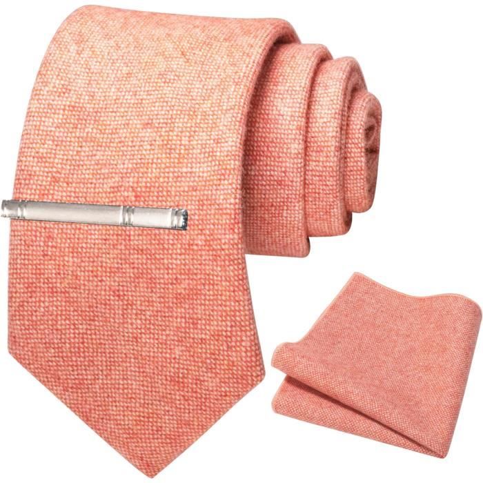 JEMYGINS Cravate Homme Laine Avec Pince Et Carré De Poche - Ensemble Élégant