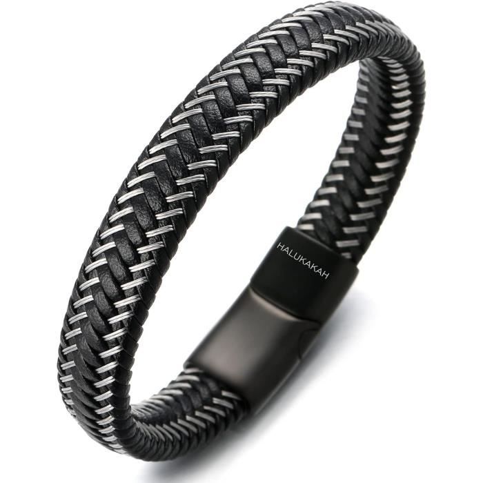 Bracelet Cuir Femme 👩 Fait Main | Tressé Brun & Fermoir Argenté Sculpté – Bracelet Fantaisie