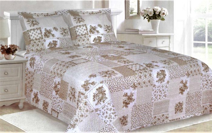 Couvre-lit Boutis Fanny & Céline 220x240cm - 2 Taies 65x65cm - Microfibre - Imprimé Double Face