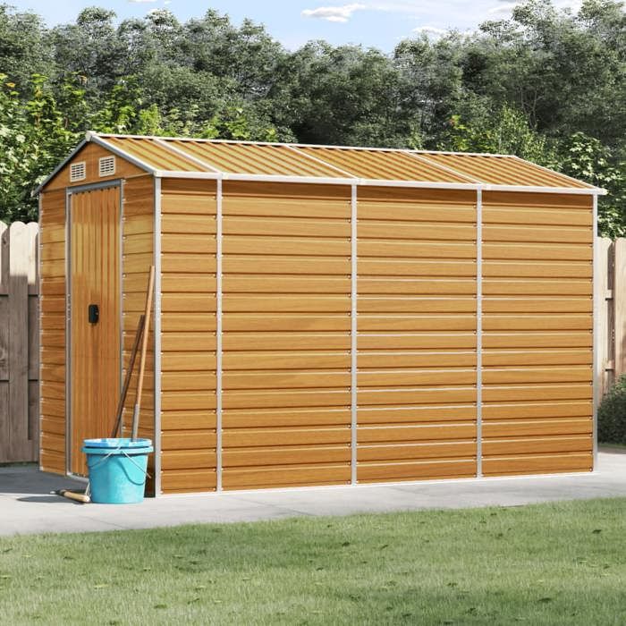 vidaXL Abri de jardin marron clair 191x300x198 cm acier galvanisé rangement de jardin abri à outils de jardin 3188277