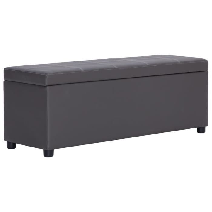 "top" banc coffre jili - design relax - banc salon avec compartiment de rangement 116 cm gris similicuir,10,85 kg