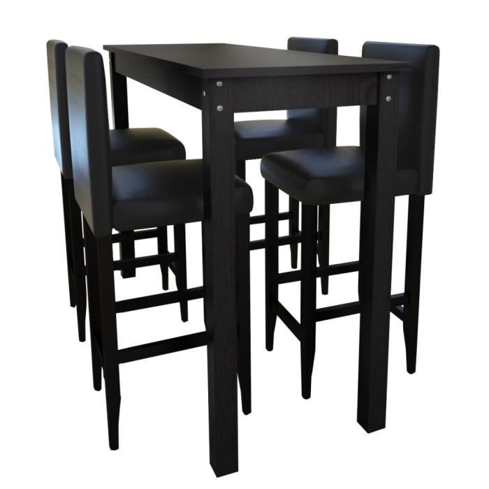 Set De 1 Table Bar Et 4 Tabourets Noir Achat Vente Table De