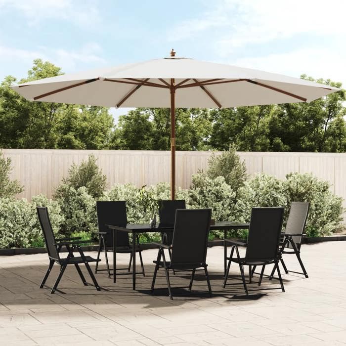 vidaXL Parasol de jardin avec mât en bois Sable 400x273 cm - vue 2