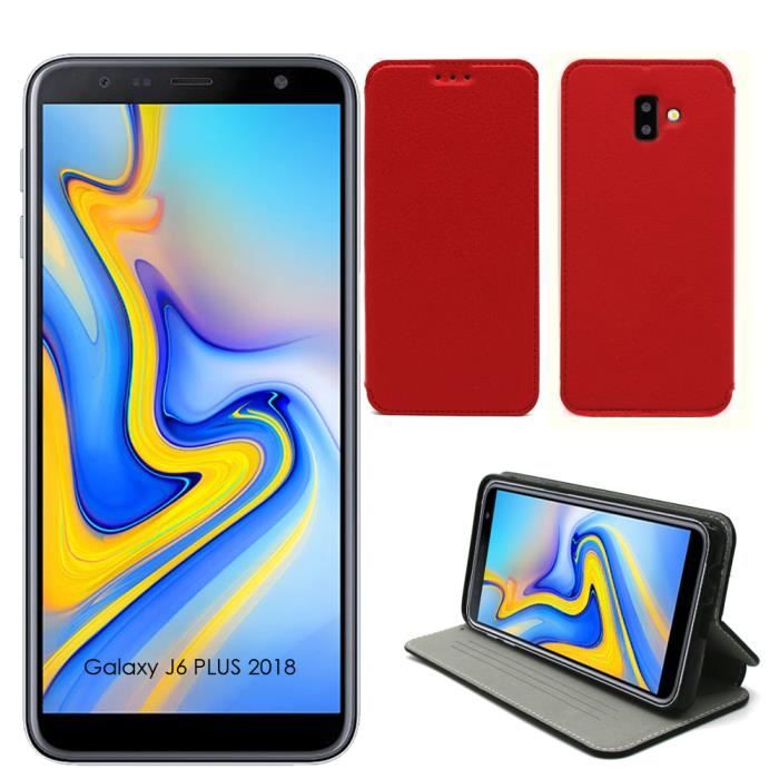 Etui coque Samsung Galaxy J6 PLUS J6 2018 rouge Housse pochette
