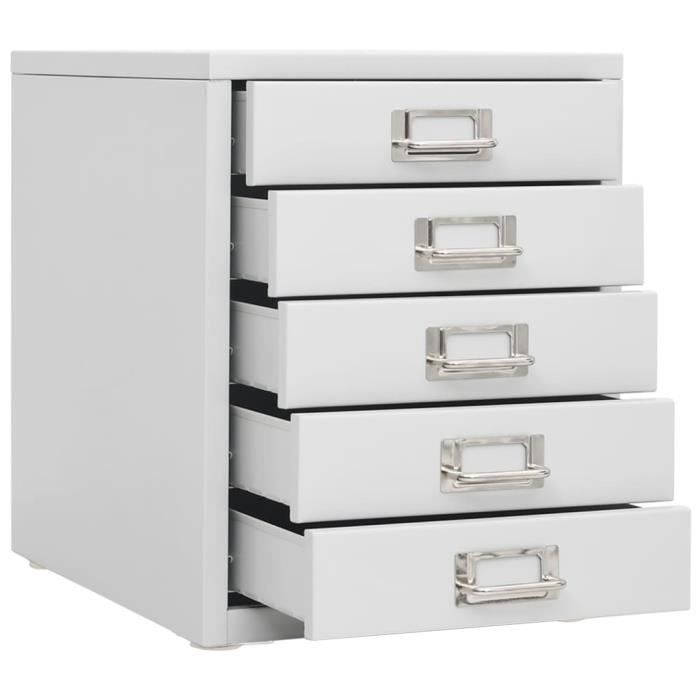 armoire de bureau gris 28x35x35 cm métal - dx0907 - yosoo - meuble de bureau - 5 tiroirs - poignée en métal