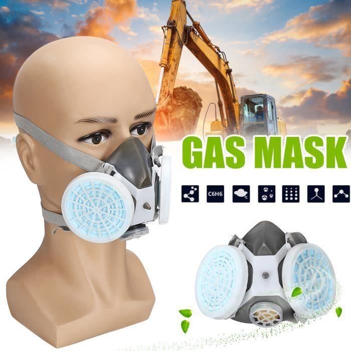 Demi-masque respiratoire de sécurité, anti-poussière, à gaz chimique,  double cartouche de filtre de peinture