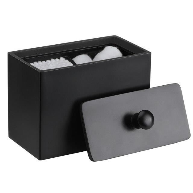 Distributeur Coton Demaquillant EJ.life Support Pour Cotons-tiges Porte- coton-tige Compact Avec Couvercle, Organisateur De Boite A Coton Tige