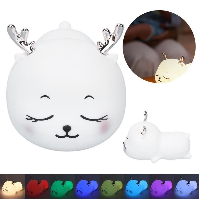 Grande Renard Veilleuse, Lampe de chevet en silicone pour chambre à coucher 9 couleurs, lampe de
