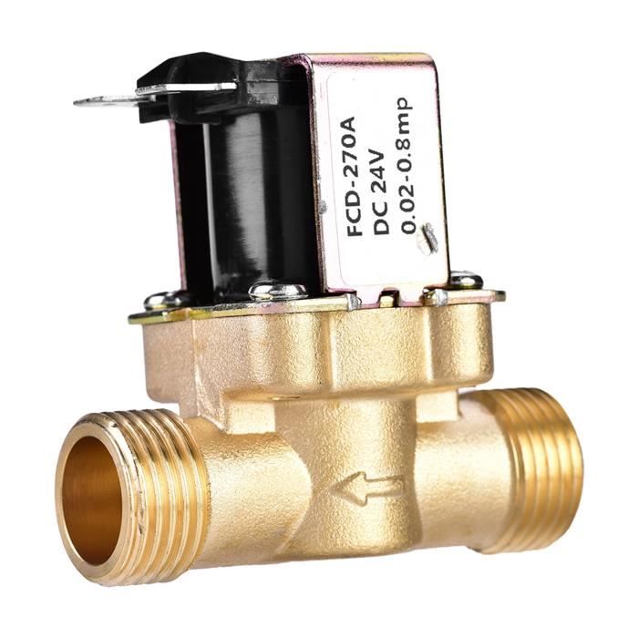 Électrovanne D'eau D'admission DC 24V - 1/4", Normalement Fermée (N/C), Connexion Rapide