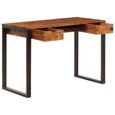 Bureau table meuble travail informatique 110 cm bois solide et acier 0502086-1