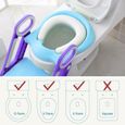 ME2422 Siège de Toilette Enfant Bébé Marche pliable Réducteur de WC Pot éducatif Lunette douce confortable Bleu-vert-1