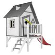 AXI Cabin XL Maison Enfant avec Toboggan rouge | Aire de Jeux pour l'extérieur en gris & blanc | Maisonnette / Cabane de Jeu en Bois-1