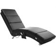 Méridienne London Chaise longue d’intérieur design avec fonction de massage chauffage Fauteuil relax salon noir-1