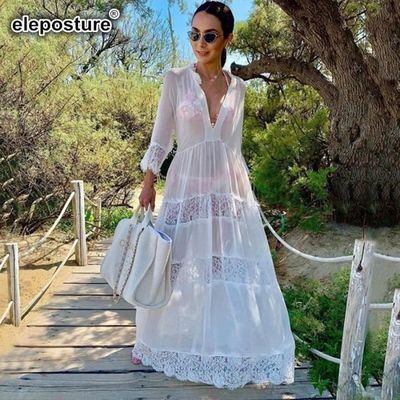 Robe de plage longue dentelle outlet