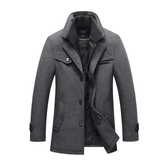 Manteau long de couleur unie de style britannique pour hommes Pardessus en  laine chaud à la mode Noir Noir - Cdiscount Prêt-à-Porter