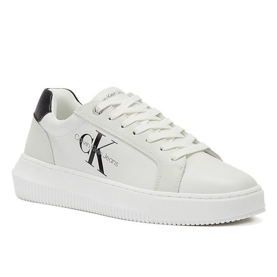 Calvin Klein Jeans Chunky Cupsole Lace Up Mon Baskets Blanches Noires Pour Femmes EU 39 Blanc Cdiscount Chaussures
