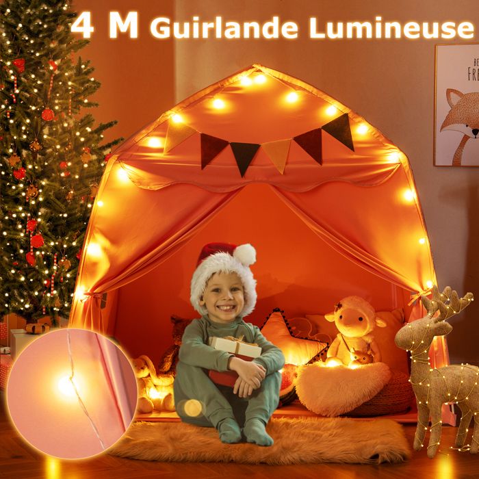 Tente De Jeu Pour Enfants HOUOOFVA Avec éclairage - Grande Maisonnette Intérieure/extérieure 120x101x132 Cm, Béige, Montage Rapide