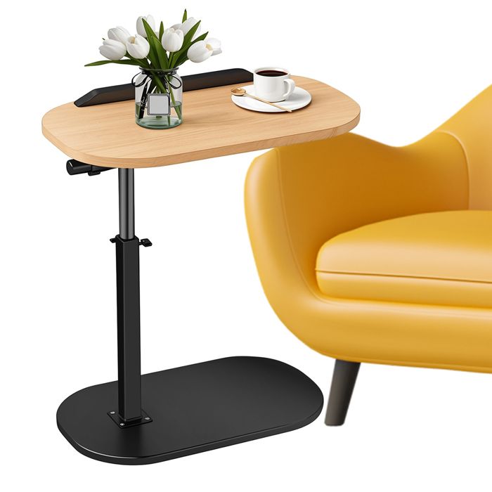 Table D'Appoint Forme C YMYNY - 2 Étages, Style Industriel, Noir, 40x26x61.5cm