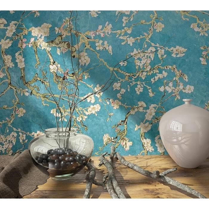Papier Peint Campagne Tadessi – Turquoise, Floral, Impression Numérique, 159x280 Cm