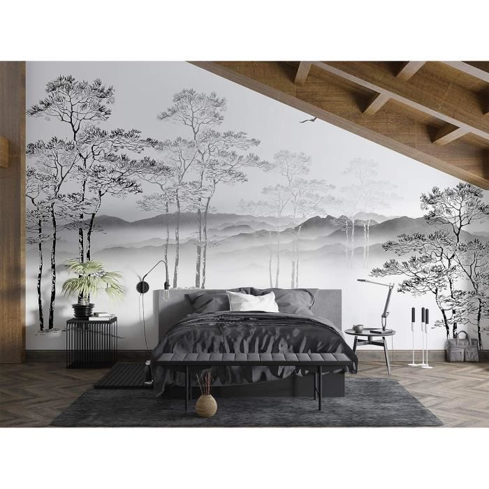 Papier Peint Soie Panoramique Esquisse noir et blanc, Format  personnalisé,3D Poster Geant Mural,pour Salon Chambre Décoration Murale -  Cdiscount Bricolage