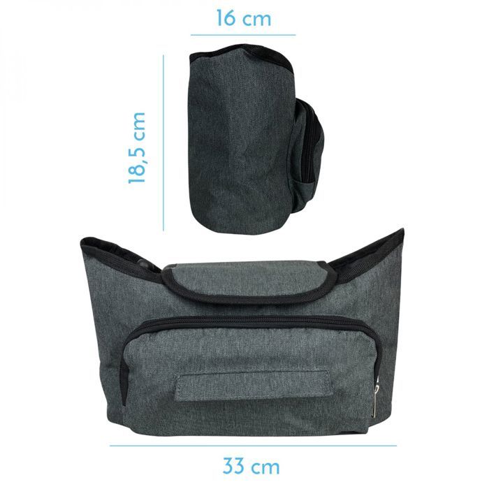 Sac a langer pour poussette Gris Monsieur Bebe 33 x 16 x 18.5 cm